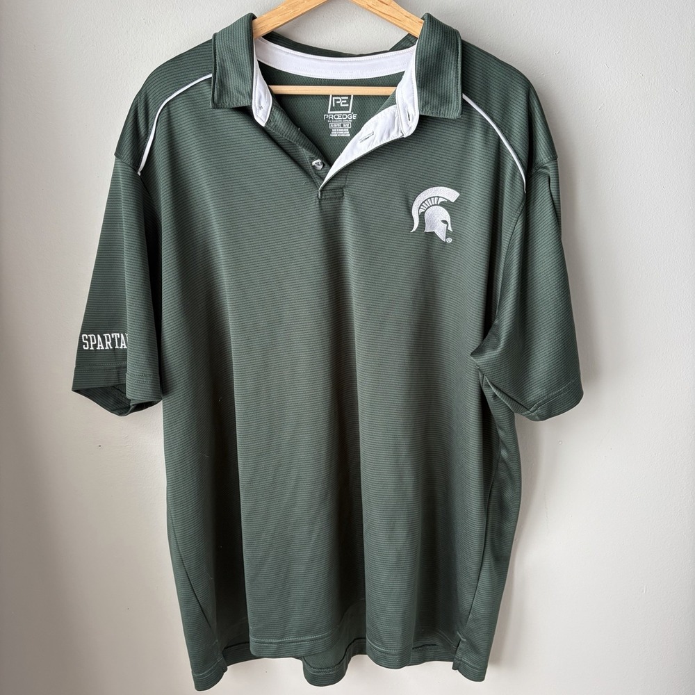 Pro Edge Michigan State Spartans NCAA Polo Shirt Green- Men's‎ Size 2XL